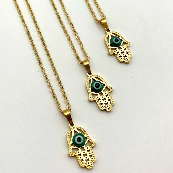 Evil Eye Necklace 🧿 Gold Plated Stainless Steel - Picture 4 of 8